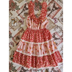 ASOS Design Open Back With Ruffle Bodice Women's Mini Dress Pink/Red Cotton Sz 4